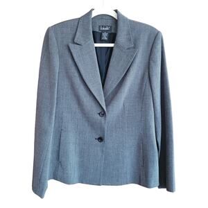 Rafaella Gray Blazer SZ 10 Lined Two Button Pockets Career Jacket Notched Collar